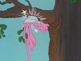 Screenshots from the 1979 DePatie Freleng cartoon Pink Suds