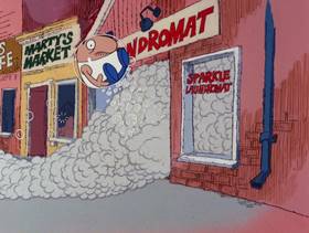 Screenshots from the 1979 DePatie Freleng cartoon Pink Suds