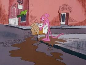 Screenshots from the 1979 DePatie Freleng cartoon Pink Suds