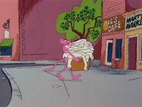 Screenshots from the 1979 DePatie Freleng cartoon Pink Suds
