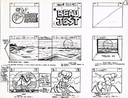 Storyboards from the 1979 Filmation cartoon Beau Jest