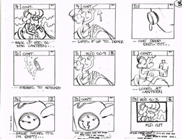 Storyboards from the 1979 Filmation cartoon Beau Jest