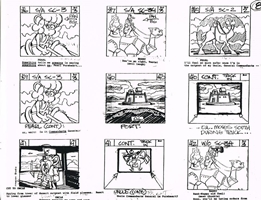 Storyboards from the 1979 Filmation cartoon Beau Jest