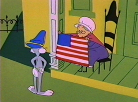 Screenshots from the 1981 Warner Bros. cartoon Bugs Bunny: All American Hero