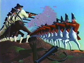 Screenshots from the 1981 Warner Bros. cartoon Bugs Bunny: All American Hero