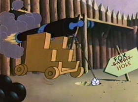 Screenshots from the 1981 Warner Bros. cartoon Bugs Bunny: All American Hero