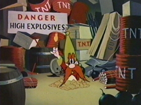 Screenshots from the 1981 Warner Bros. cartoon Bugs Bunny: All American Hero