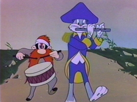 Screenshots from the 1981 Warner Bros. cartoon Bugs Bunny: All American Hero