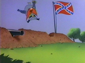 Screenshots from the 1981 Warner Bros. cartoon Bugs Bunny: All American Hero