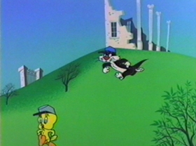 Screenshots from the 1981 Warner Bros. cartoon Bugs Bunny: All American Hero