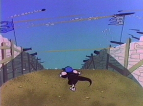 Screenshots from the 1981 Warner Bros. cartoon Bugs Bunny: All American Hero