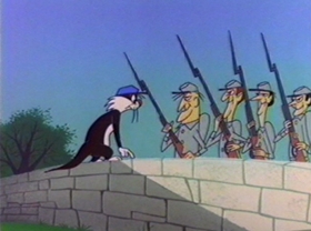 Screenshots from the 1981 Warner Bros. cartoon Bugs Bunny: All American Hero