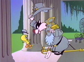 Screenshots from the 1981 Warner Bros. cartoon Bugs Bunny: All American Hero