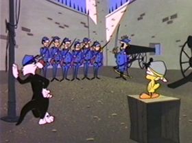 Screenshots from the 1981 Warner Bros. cartoon Bugs Bunny: All American Hero