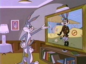 Screenshots from the 1981 Warner Bros. cartoon Bugs Bunny: All American Hero