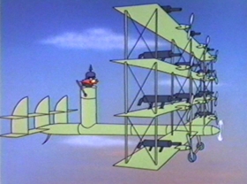 Screenshots from the 1981 Warner Bros. cartoon Bugs Bunny: All American Hero