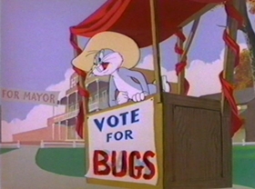 Screenshots from the 1981 Warner Bros. cartoon Bugs Bunny: All American Hero