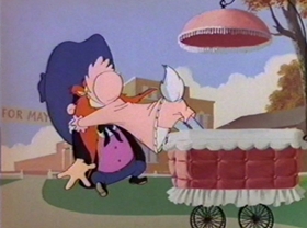 Screenshots from the 1981 Warner Bros. cartoon Bugs Bunny: All American Hero