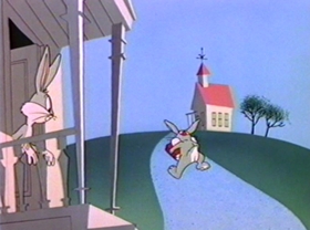 Screenshots from the 1981 Warner Bros. cartoon Bugs Bunny: All American Hero