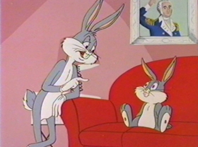 Screenshots from the 1981 Warner Bros. cartoon Bugs Bunny: All American Hero
