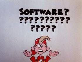 Screenshots from the 1983 Focus Design, Inc. cartoon Software