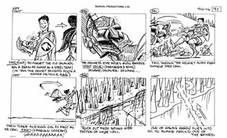 Storyboards from the 1984 Marvel Productions cartoon The Girl Who Dreamed Tomorrow