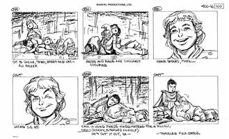 Storyboards from the 1984 Marvel Productions cartoon The Girl Who Dreamed Tomorrow