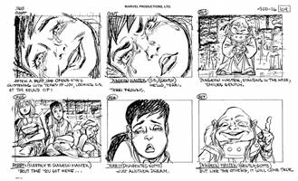 Storyboards from the 1984 Marvel Productions cartoon The Girl Who Dreamed Tomorrow
