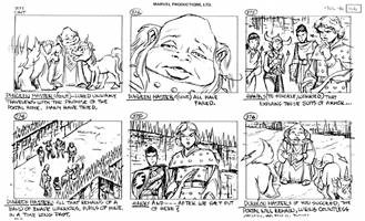 Storyboards from the 1984 Marvel Productions cartoon The Girl Who Dreamed Tomorrow