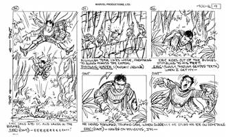 Storyboards from the 1984 Marvel Productions cartoon The Girl Who Dreamed Tomorrow