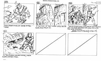 Storyboards from the 1984 Marvel Productions cartoon The Girl Who Dreamed Tomorrow