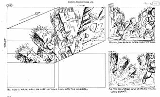 Storyboards from the 1984 Marvel Productions cartoon The Girl Who Dreamed Tomorrow