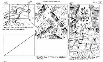 Storyboards from the 1984 Marvel Productions cartoon The Girl Who Dreamed Tomorrow