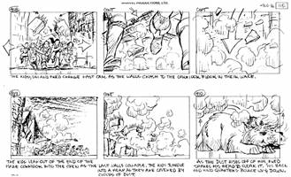 Storyboards from the 1984 Marvel Productions cartoon The Girl Who Dreamed Tomorrow