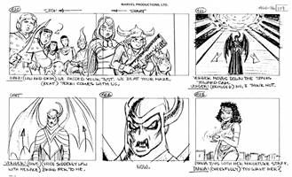 Storyboards from the 1984 Marvel Productions cartoon The Girl Who Dreamed Tomorrow