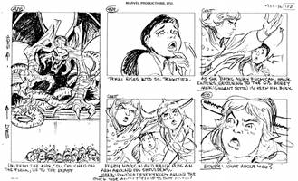 Storyboards from the 1984 Marvel Productions cartoon The Girl Who Dreamed Tomorrow