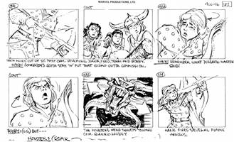 Storyboards from the 1984 Marvel Productions cartoon The Girl Who Dreamed Tomorrow