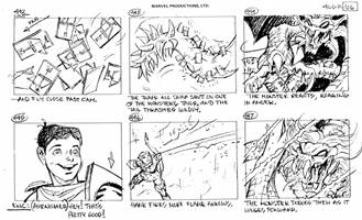 Storyboards from the 1984 Marvel Productions cartoon The Girl Who Dreamed Tomorrow