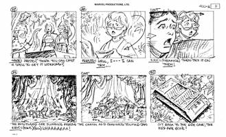 Storyboards from the 1984 Marvel Productions cartoon The Girl Who Dreamed Tomorrow