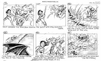 Storyboards from the 1984 Marvel Productions cartoon The Girl Who Dreamed Tomorrow