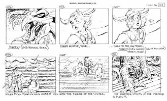Storyboards from the 1984 Marvel Productions cartoon The Girl Who Dreamed Tomorrow