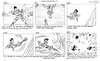 Storyboards from the 1984 Marvel Productions cartoon The Girl Who Dreamed Tomorrow