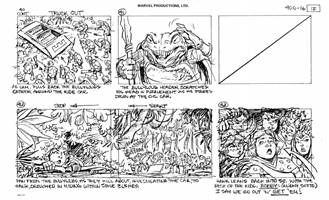 Storyboards from the 1984 Marvel Productions cartoon The Girl Who Dreamed Tomorrow