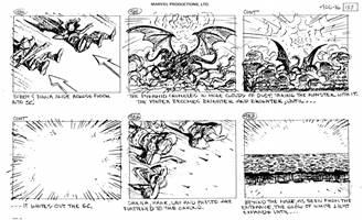 Storyboards from the 1984 Marvel Productions cartoon The Girl Who Dreamed Tomorrow