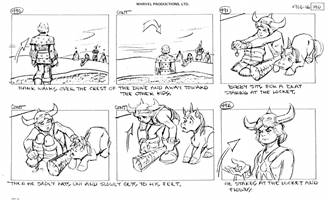 Storyboards from the 1984 Marvel Productions cartoon The Girl Who Dreamed Tomorrow