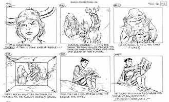 Storyboards from the 1984 Marvel Productions cartoon The Girl Who Dreamed Tomorrow