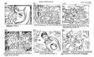 Storyboards from the 1984 Marvel Productions cartoon The Girl Who Dreamed Tomorrow