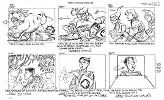 Storyboards from the 1984 Marvel Productions cartoon The Girl Who Dreamed Tomorrow