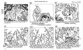 Storyboards from the 1984 Marvel Productions cartoon The Girl Who Dreamed Tomorrow