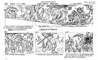 Storyboards from the 1984 Marvel Productions cartoon The Girl Who Dreamed Tomorrow